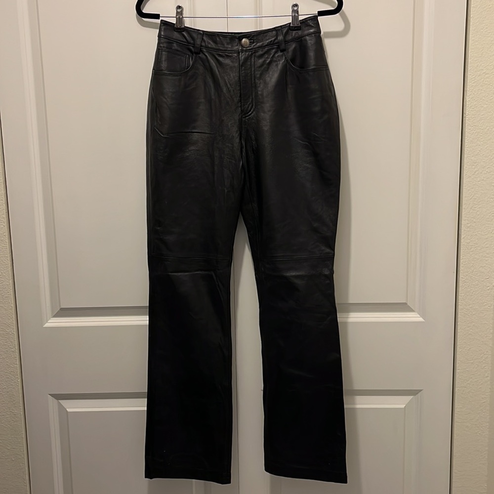 Shape FX 100% Leather Bootcut Pants in Black